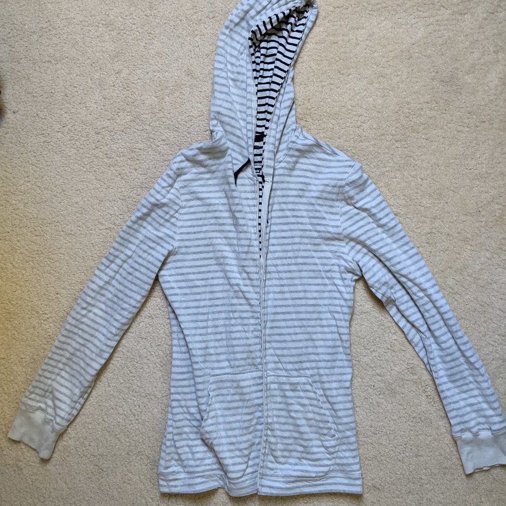 Striped Full-Zip Hoodie, lightweight, Medium